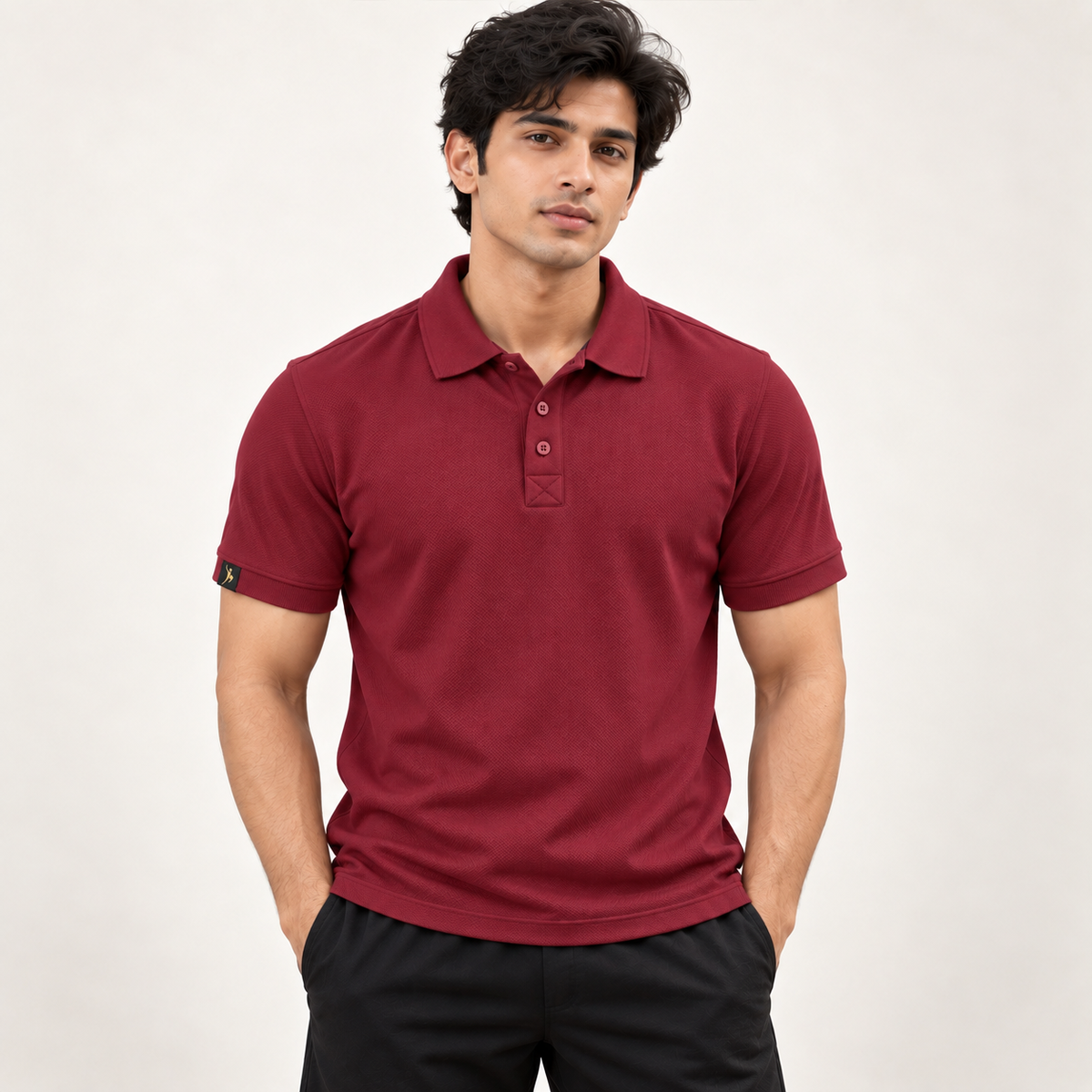Rapid Fit Collar T-Shirt - Maroon